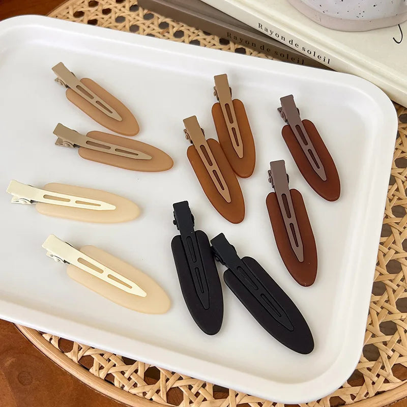 New Fashion Matt Brown Black No Crease Hair Clips Women Solid Color Side Hair Barrettes Simple Hairpins 2pcs Resin Hair Pins