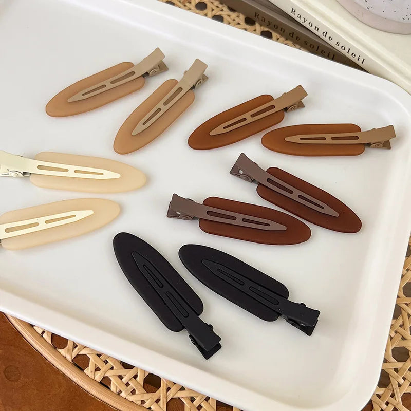 New Fashion Matt Brown Black No Crease Hair Clips Women Solid Color Side Hair Barrettes Simple Hairpins 2pcs Resin Hair Pins