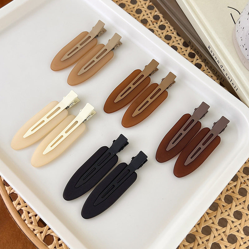 New Fashion Matt Brown Black No Crease Hair Clips Women Solid Color Side Hair Barrettes Simple Hairpins 2pcs Resin Hair Pins