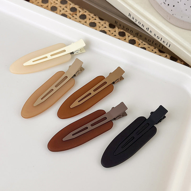 New Fashion Matt Brown Black No Crease Hair Clips Women Solid Color Side Hair Barrettes Simple Hairpins 2pcs Resin Hair Pins