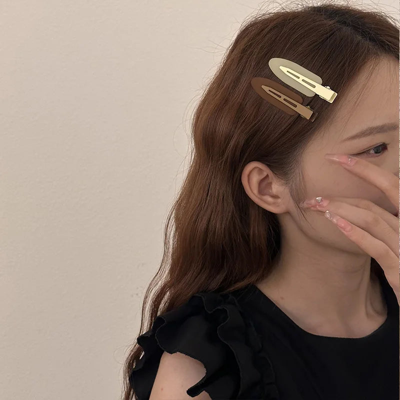 New Fashion Matt Brown Black No Crease Hair Clips Women Solid Color Side Hair Barrettes Simple Hairpins 2pcs Resin Hair Pins