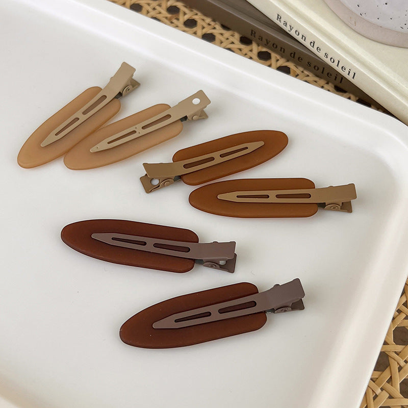 New Fashion Matt Brown Black No Crease Hair Clips Women Solid Color Side Hair Barrettes Simple Hairpins 2pcs Resin Hair Pins