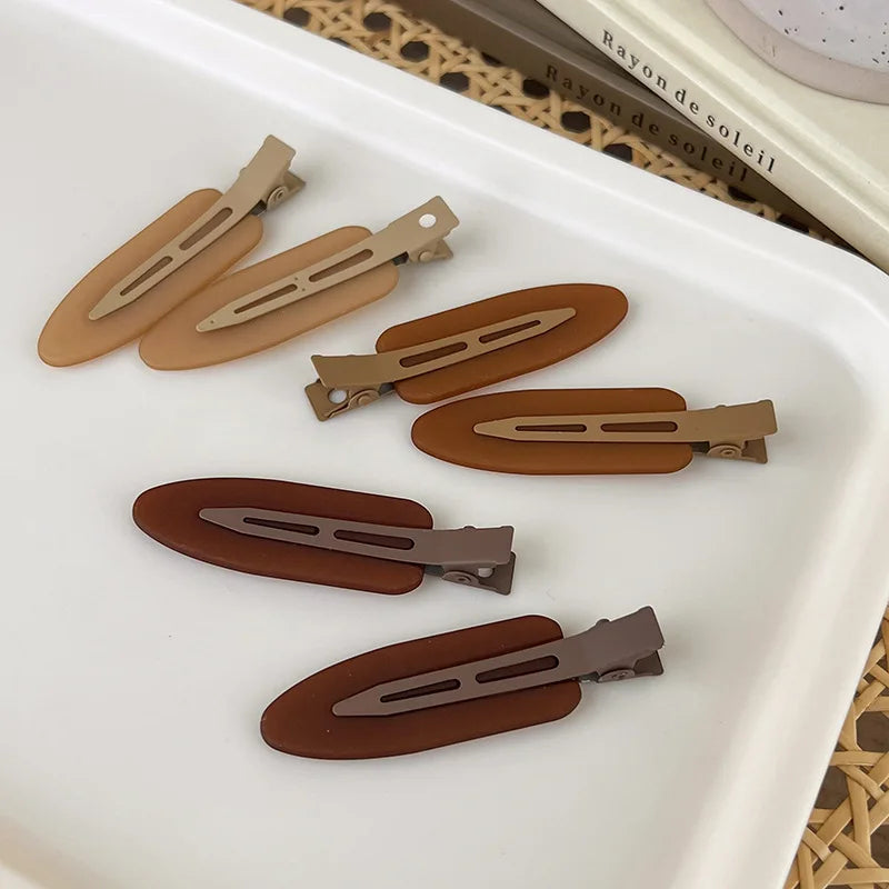 New Fashion Matt Brown Black No Crease Hair Clips Women Solid Color Side Hair Barrettes Simple Hairpins 2pcs Resin Hair Pins